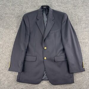 Vintage Chaps Blazer 38 R Blue Wool Gold Button Designer Preppy Uniform Logo